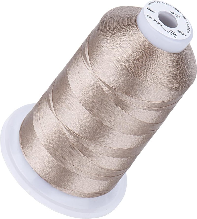 simthread 5500Yds Embroidery Thread, 5000M High-Yardage 40WT 100% Polyester Thread – 170+ Vivid Colors, High-Speed Rated – Compatible with Brother, Singer, Janome & More - Champagne S006 - Image 1